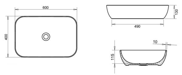 LOF060A   LOF ΝΙΠΤΗΡΑΣ  ANTHRACITE ΜΑΤT ΕΛΕΥΘ. ΤΟΠΟΘΕΤΗΣΗΣ 60x40cm - Image 2
