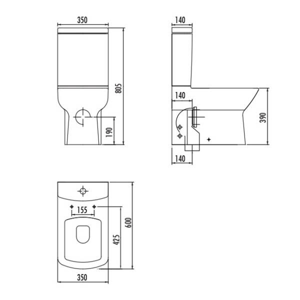 QUADRO SET BACK TO WALL ΜΑΥΡΟ ΜΑΤ (LR360BM-LR410BM-KC1603BM-IT2500) (LR 3600NS) - Image 2